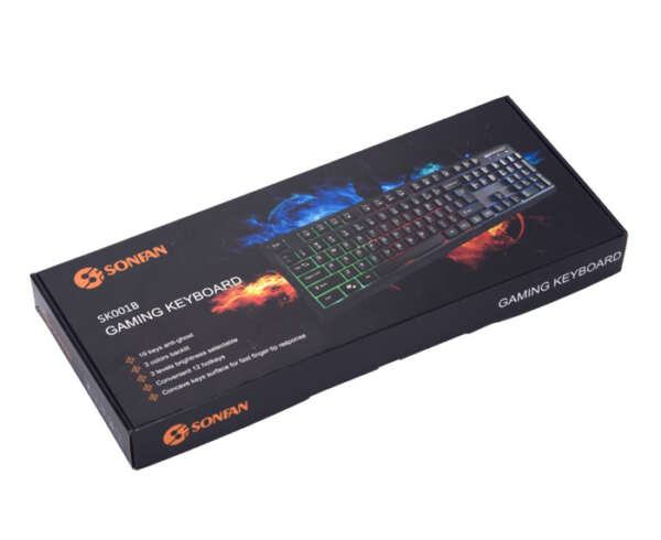 F-flute corrugated keyboard mailer box with printed logo