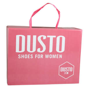 custom shoe packaging box with handle rope detail