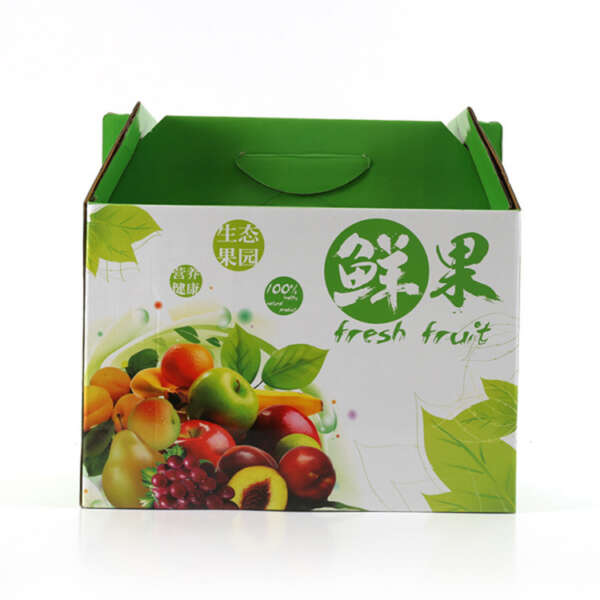 brown kraft corrugated fruit packaging box with printed logo