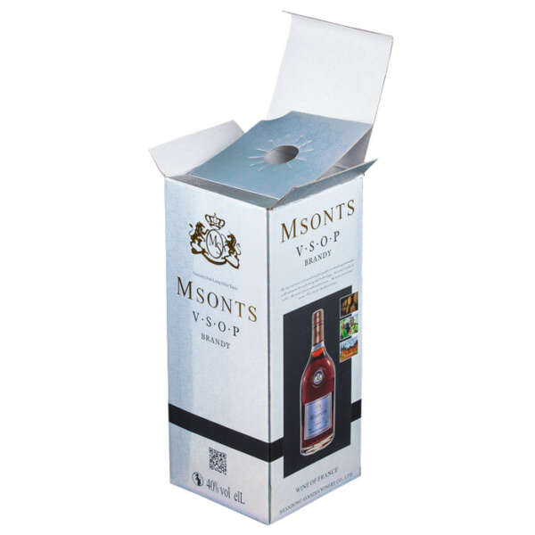 custom paper wine gift box with stamped brand detail