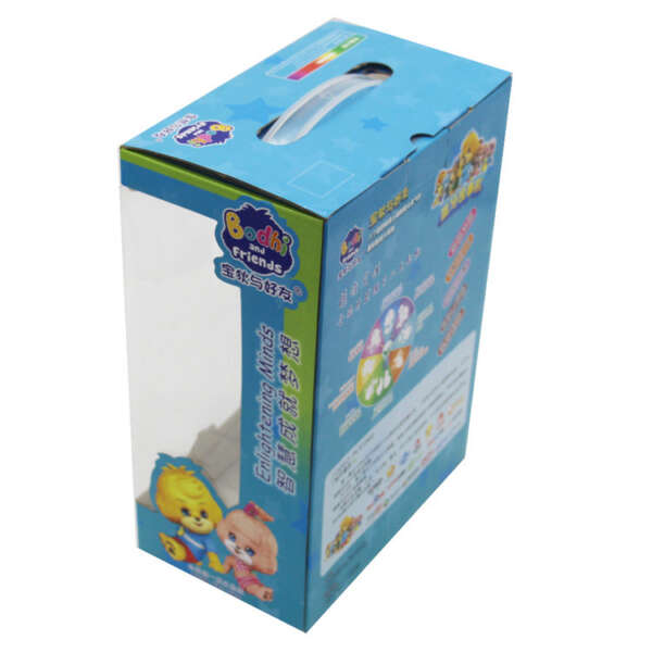 recycled F-flute corrugated toy box with window carrier