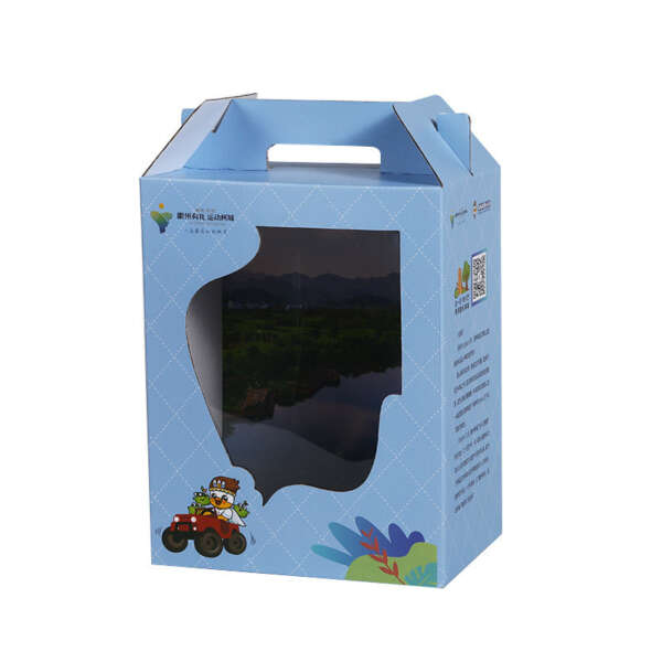 recycled F-flute corrugated toy box with window carrier
