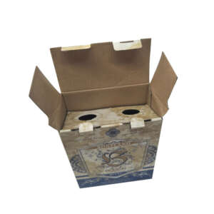 twin bottle corrugated carrier box with tuck top auto bottom