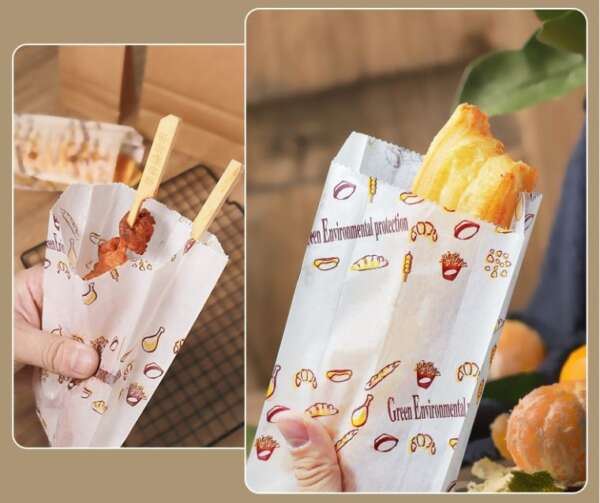 greaseproof white kraft bakery burger bread paper bag view 4