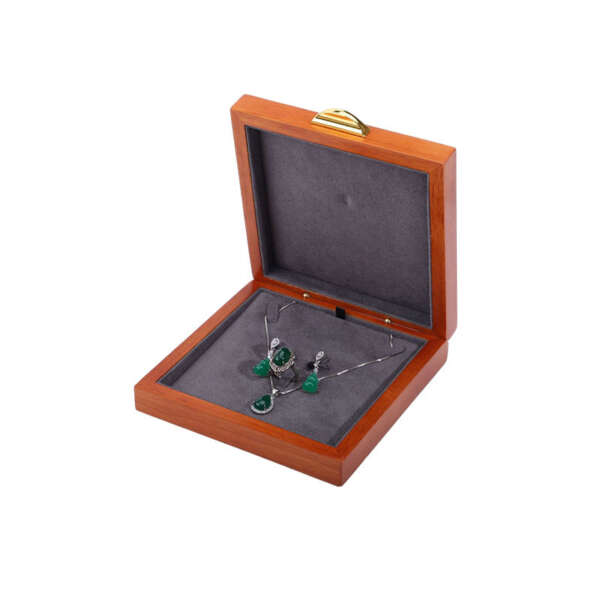 Wood finish jewelry set box for bracelet and necklace