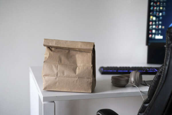 printed kraft lunch SOS snack popcorn cookie paper bag view 3
