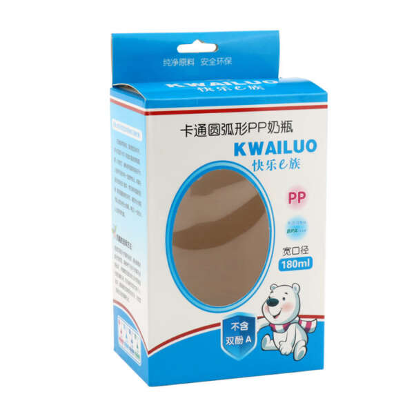 recycled paper packaging box with hanging hole for baby product retail - detail view