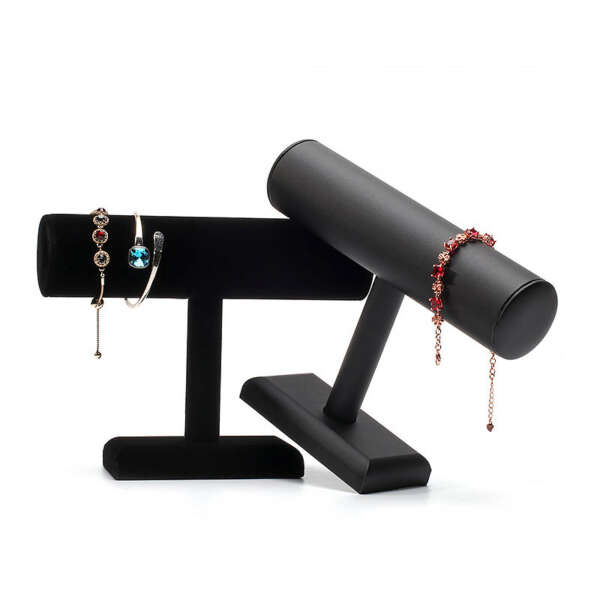 Leather watch bracelet display rod bracket in black