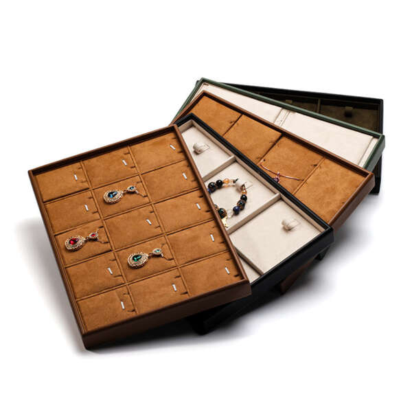 rounded edge jewelry display tray for rings earrings bracelets pendants - front view
