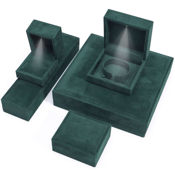 LED necklace and ring jewelry box with light and printed logo - custom logo option