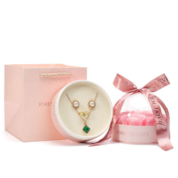 custom logo round rose flower jewelry wedding gift box - gift packaging