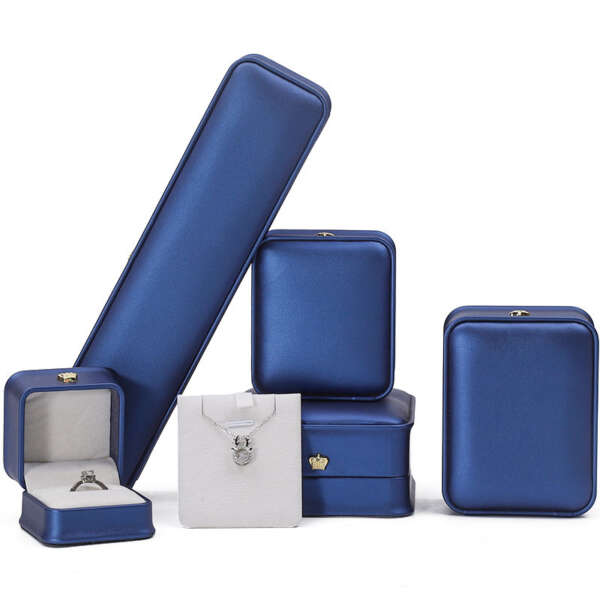 crown style leather jewelry box for bracelet pendant necklace ring - retail display