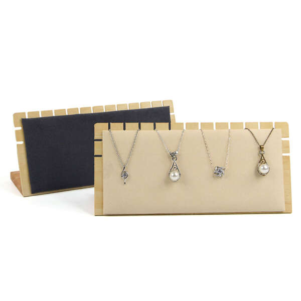 Beige solid wood L groove pendant display plate