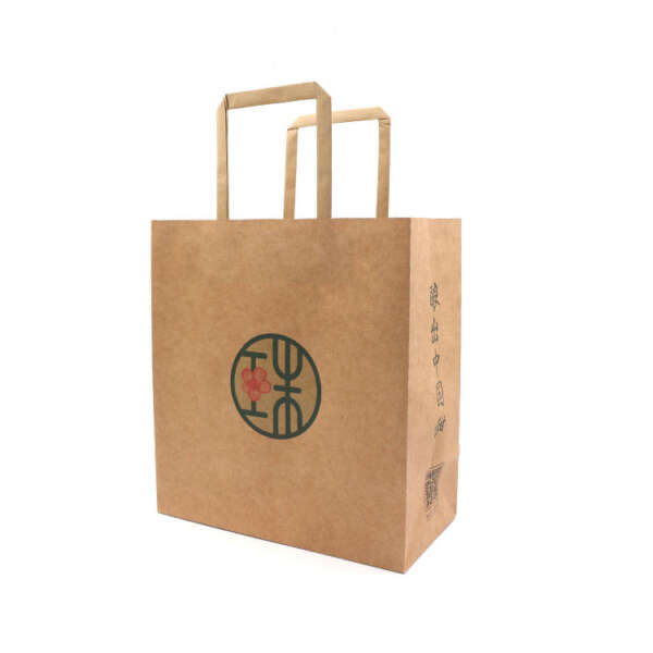 kraft paper luxury kraft flat handle bag with logo printing detail