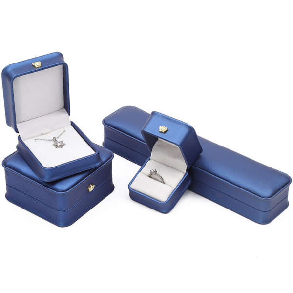 crown style leather jewelry box for bracelet pendant necklace ring - gift packaging