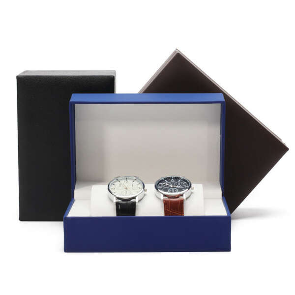 luxury travel watch storage box with custom logo - detail view