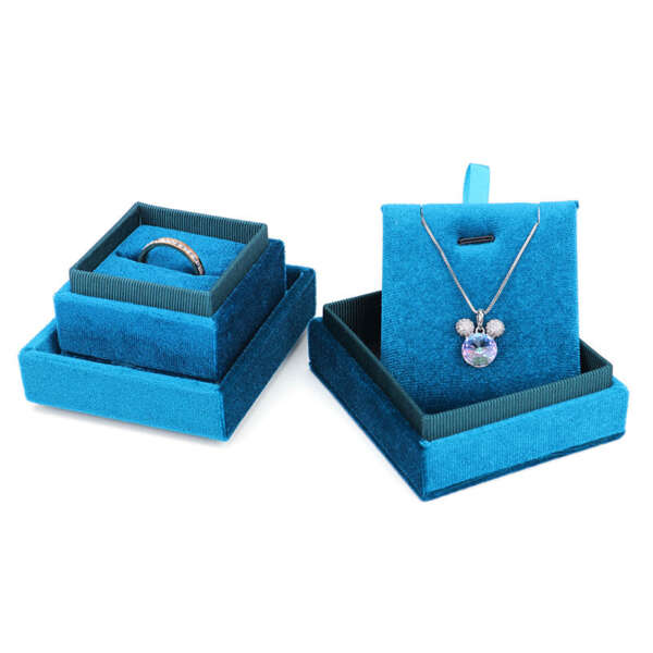 light square paper wedding engagement ring gift box view 3