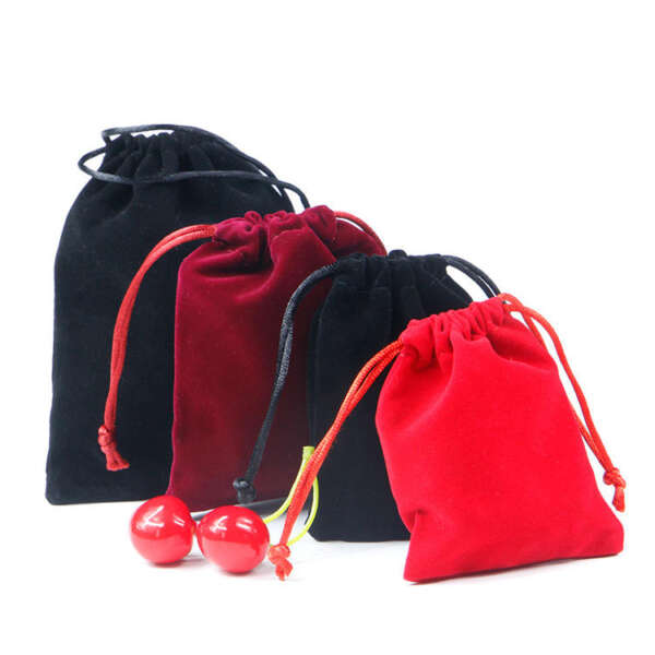 black flannel drawstring bracelet jewelry gift pouch - custom logo option