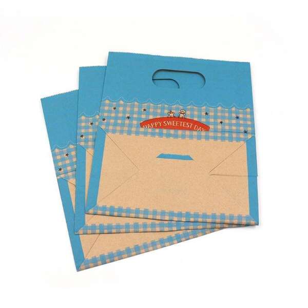 Printed colorful kraft shopping bag with handle for branded paper packaging