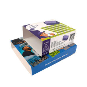 printed purple paper card sleeve for power product packaging - open display view