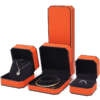 orange leather custom logo jewelry box for necklace earrings - detail view