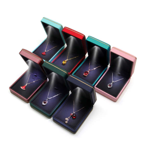 silk screen printed dark LED ring jewelry storage box with light - detail view