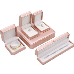 rose gold crown leather jewelry box for bracelet pendant necklace ring - detail view