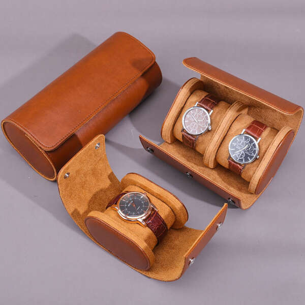 portable leather watch organizer gift box for travel watch packaging - gift packaging