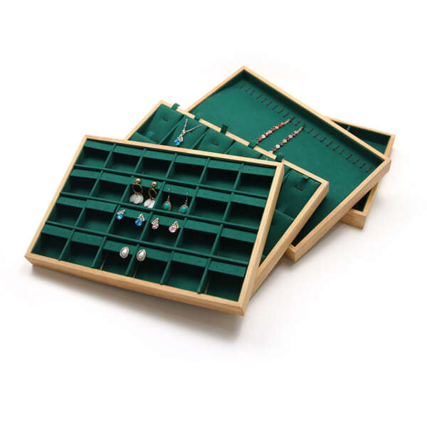 Solid wood jewelry display tray for ring earring bracelet pendant