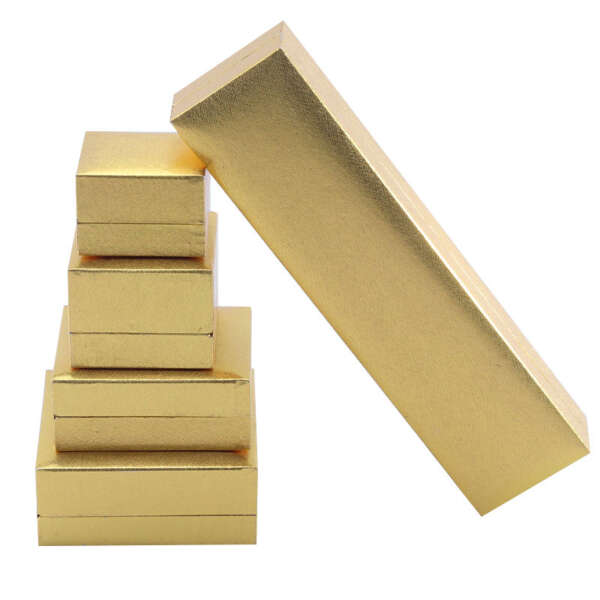 Bulk gold paper jewelry boxes prepared for export