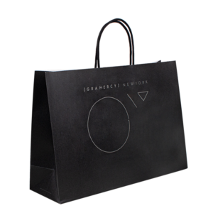 brown eco kraft paper eco kraft rope handle shopping bag with logo printing detail