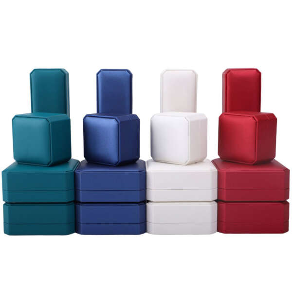octagonal leather jewelry packaging box for earrings bracelet necklace ring view 6