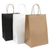 brown white kraft paper carry bag for vegetable food wrapping image 5