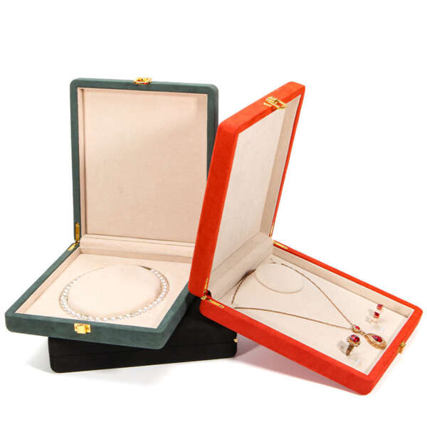 rounded corner microfiber leather jewelry box for pearl necklace ring view 5