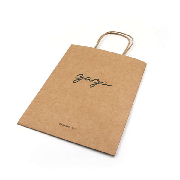 Printed recyclable kraft shopping bag with logo for branded paper packaging