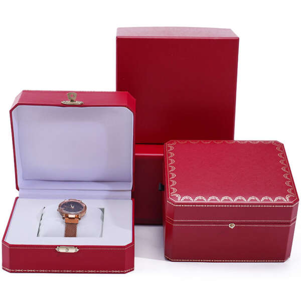 flip leather travel watch box with matching tote bag - front view