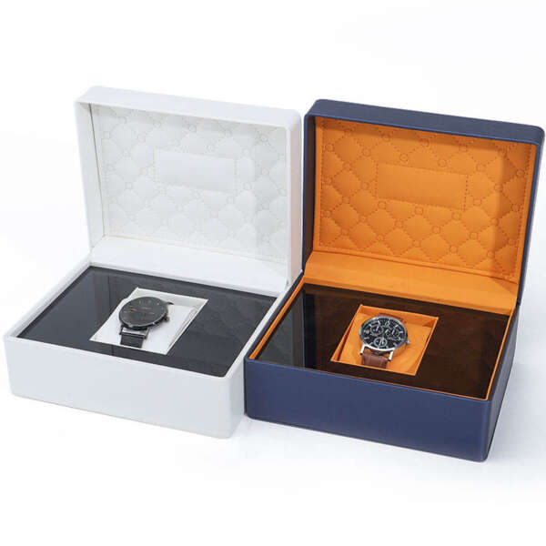 PU leather watch case gift packaging box with jewelry display - front view