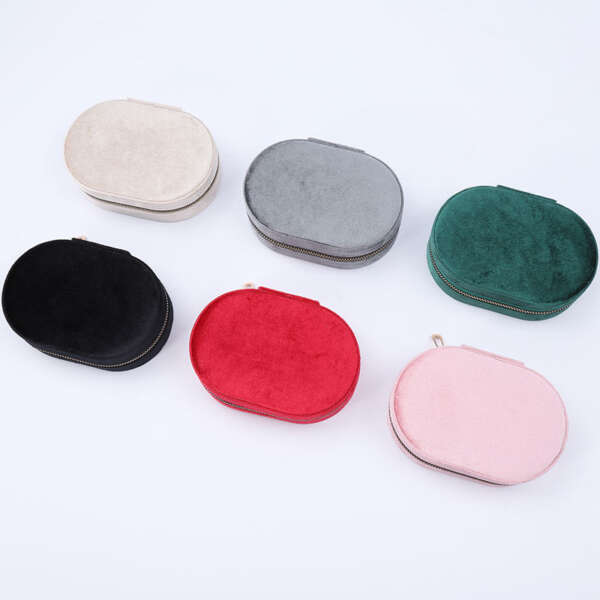round zipper jewelry storage box for necklace ring earrings - custom logo option