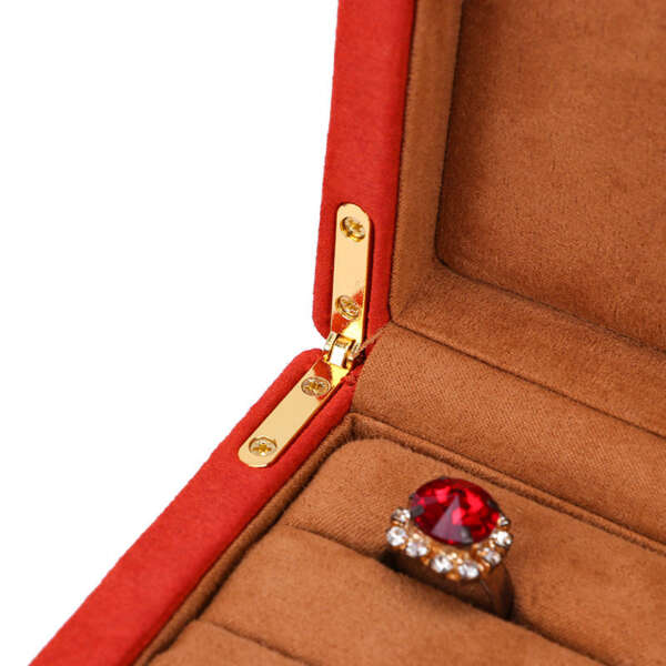 orange microfiber leather jewelry storage box for stud bracelet ring view 5