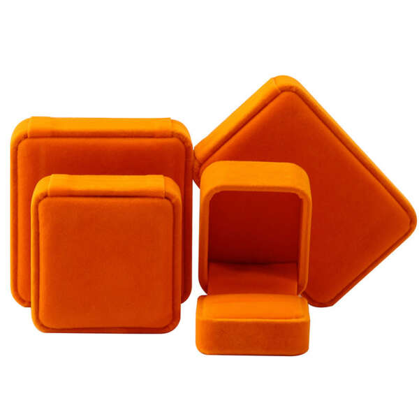 orange custom logo ring jewelry packaging box - detail view