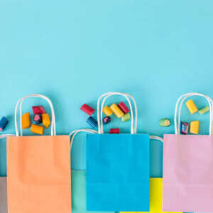 white paper shopping gift bag with handle for clothes view 2