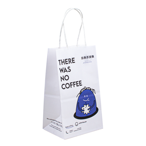 Custom recycled kraft gift takeaway bag for delivery food, gifts, takeaway, bulk retail and green branded packaging