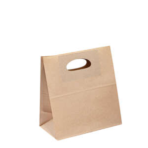 crown pattern printed couche kraft paper bag for retail gifts - side gusset view