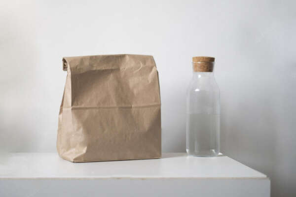 logo printed kraft food coffee sugar supermarket paper bag view 3
