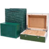 flipped wooden watch travel box with tote bag for luxury gift packaging - detail view