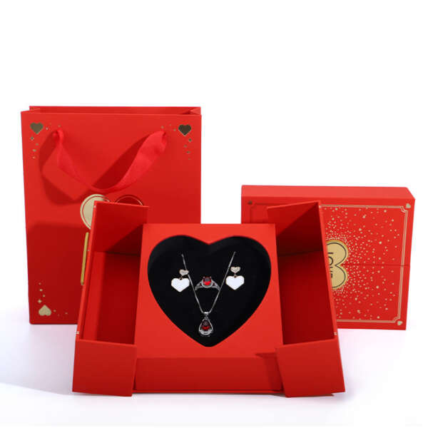 Rose flower ring jewelry box for Valentine's gift packaging