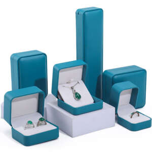 luxury PU leather jewelry organizer box for bracelet necklace earrings ring - detail view