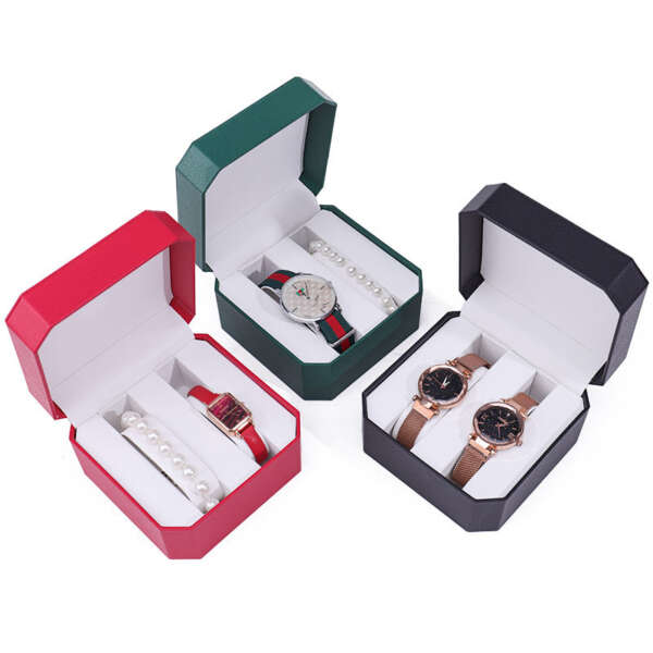 custom logo travel watch gift box with white plastic inside - custom logo option