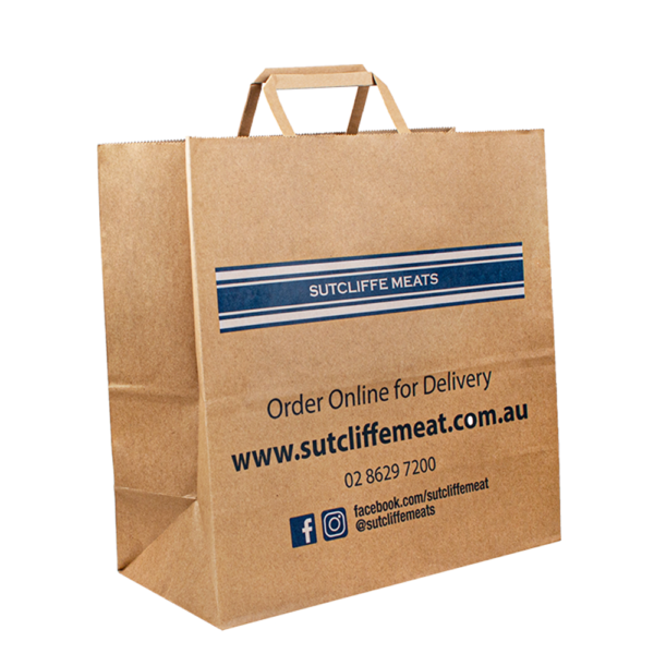 Custom eco kraft rope handle shopping bag for fruit, retail shopping, business gifts and wholesale green packaging