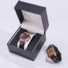 custom logo travel watch box with PU leather inside and black wood detail - product presentation